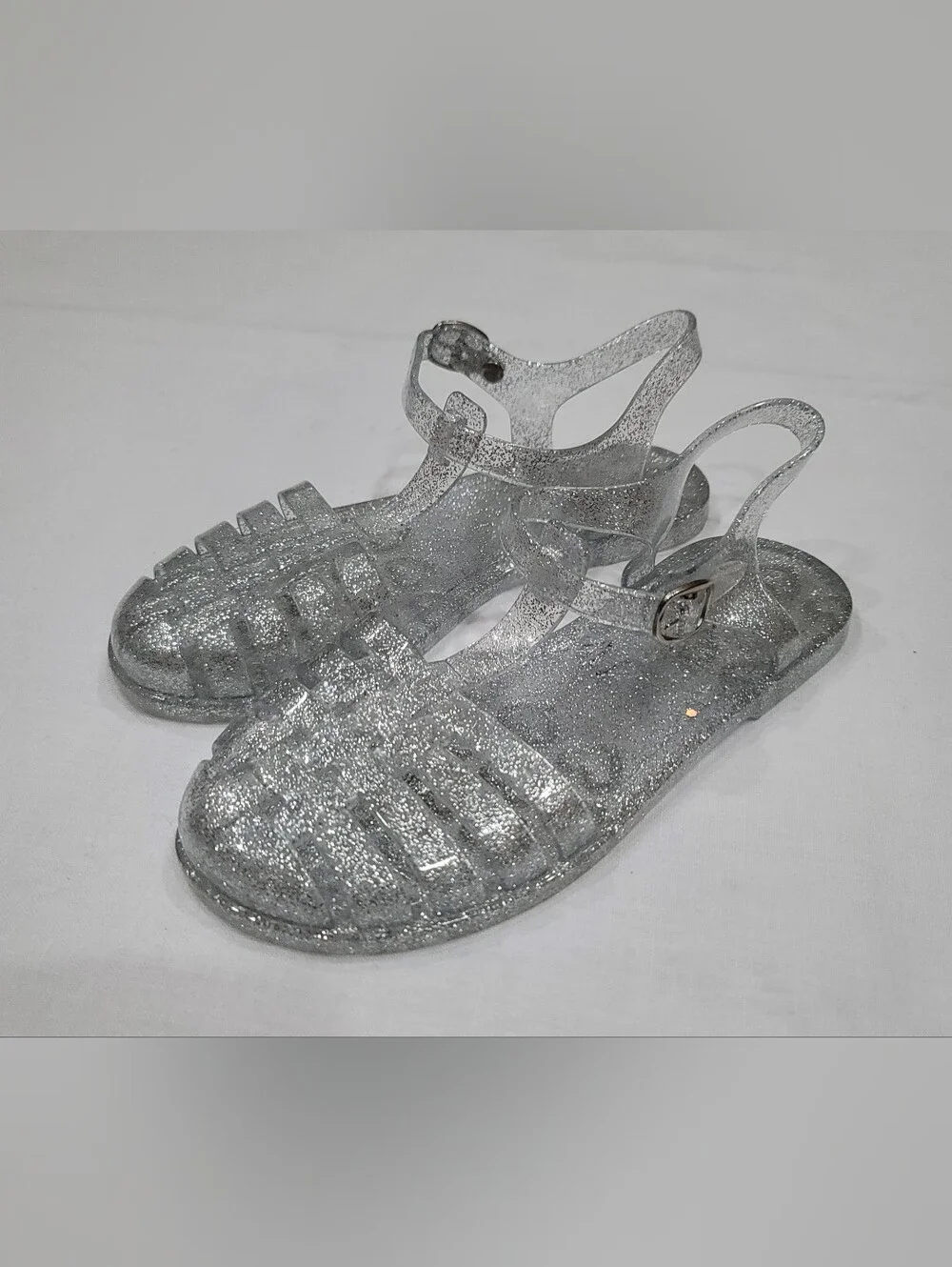 Silver Glitter Jelly Sandals 2Y